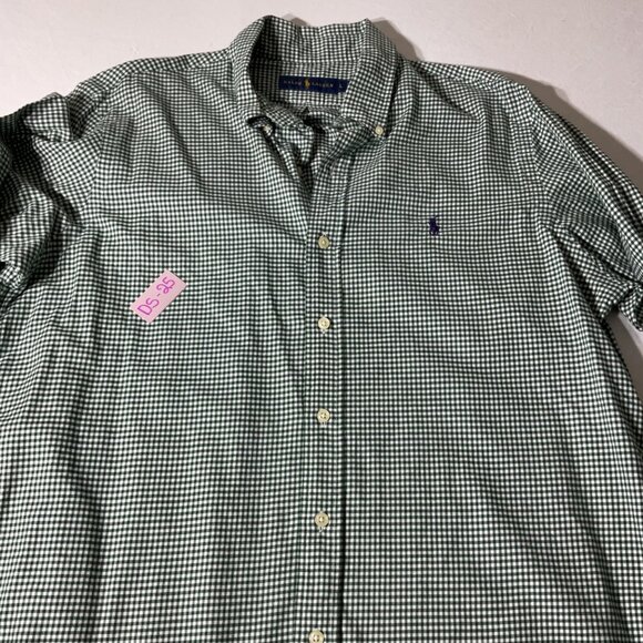 Ralph Lauren Mens Green & White Gingham Button-Down Shirt L Cotton Classic Large - Picture 7 of 7